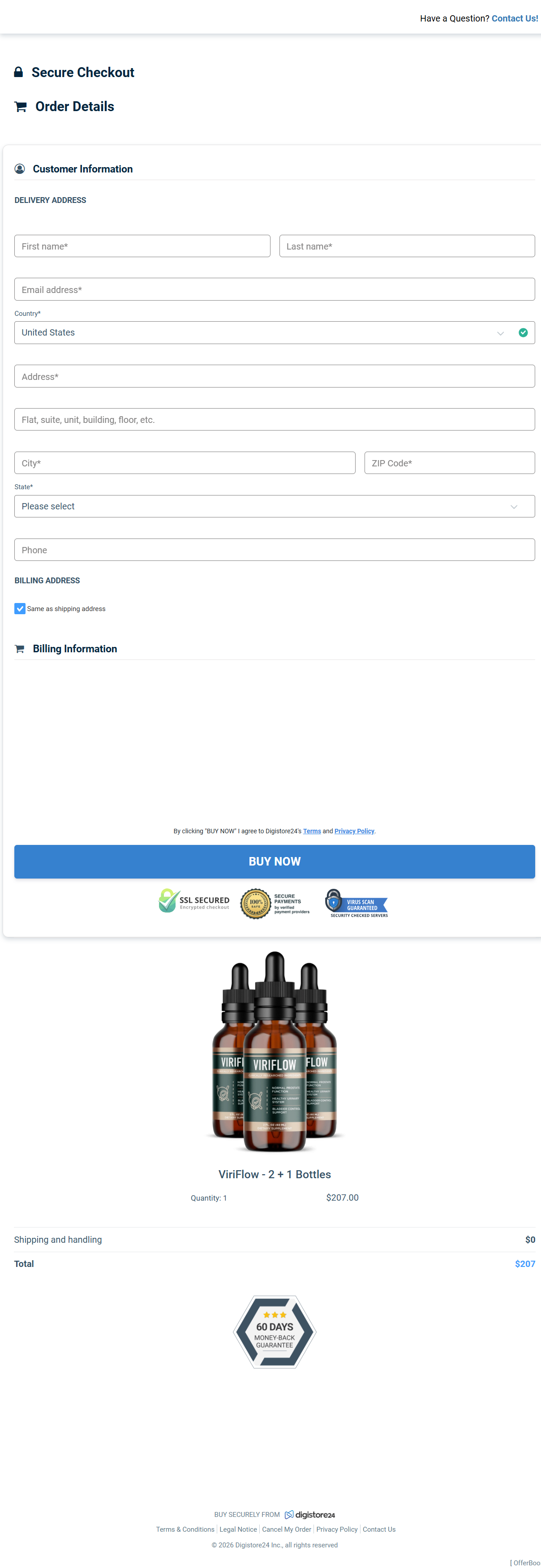 Viriflow - Order Page